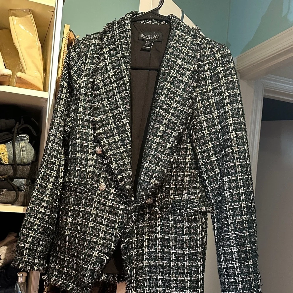 Rachel Zoe Monochrome Tweed Blazer xs